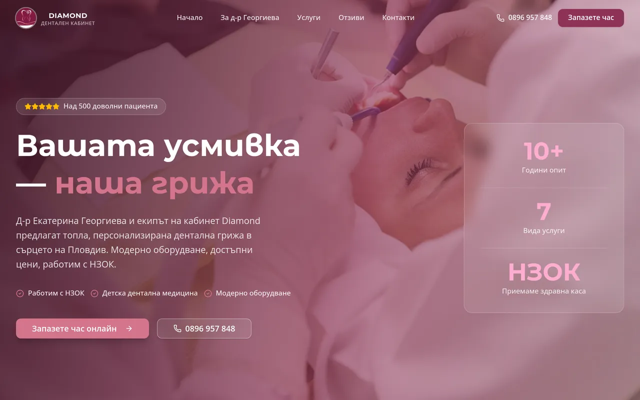 Примерен сайт за стоматологичен кабинет